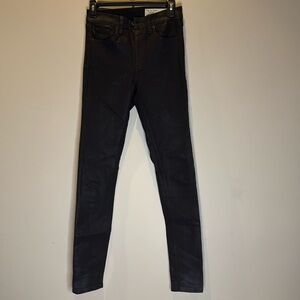 rag & bone Nina High-Rise Skinny Jeans - Coated Black - Size 26